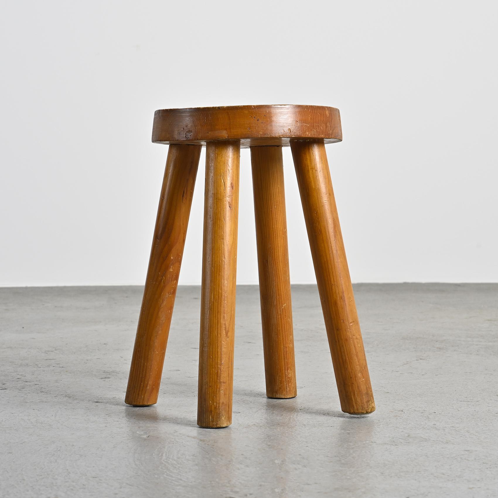 Mid-Century Modern Stool by Charlotte Perriand for les Arcs 1600, circa 1965 For Sale