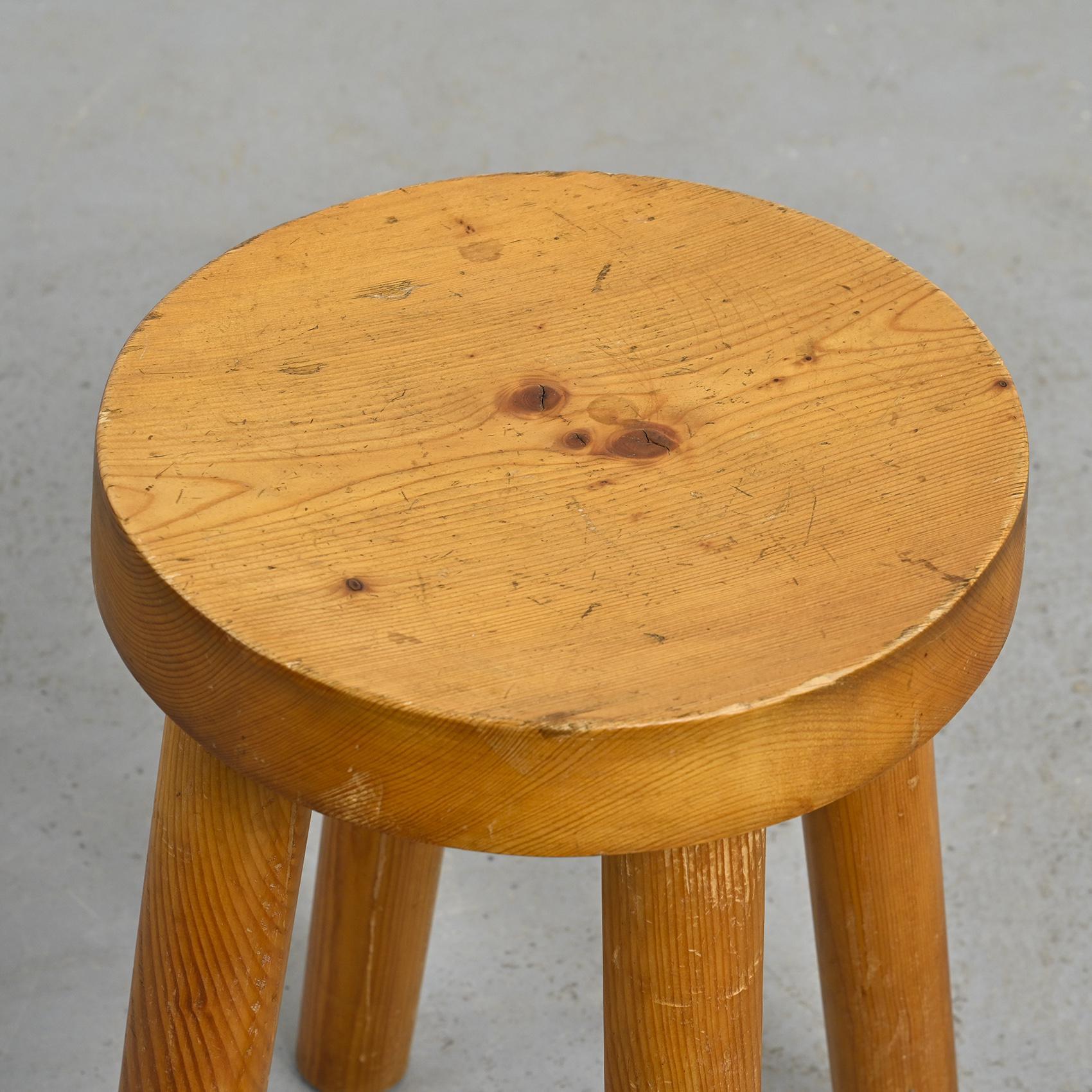 French Stool by Charlotte Perriand for les Arcs 1600, circa 1965 For Sale