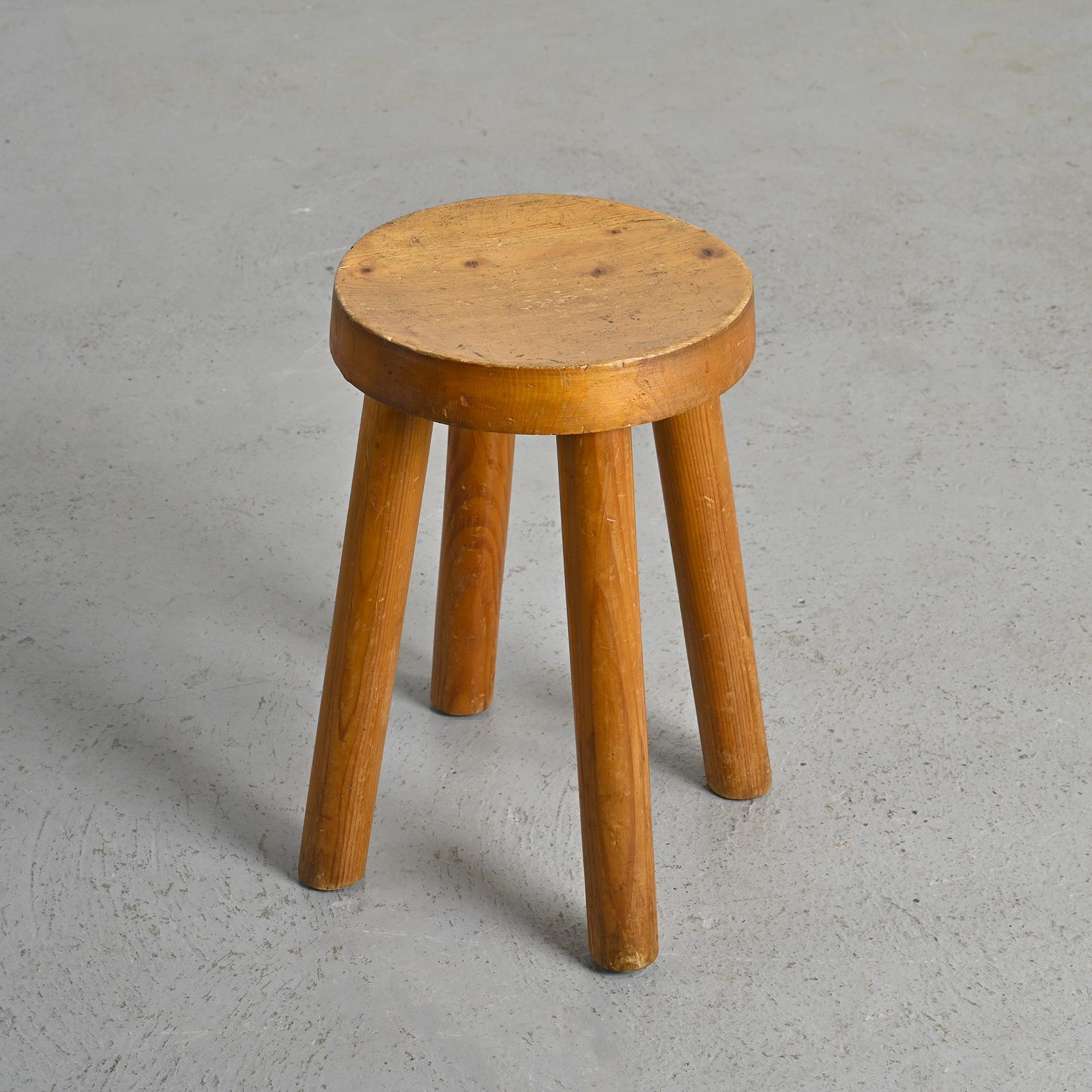 French Stool by Charlotte Perriand for les Arcs 1600, circa 1965 For Sale