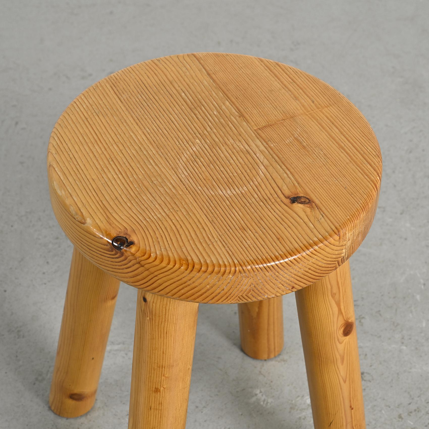 Stool by Charlotte Perriand for les Arcs 1600, circa 1965 In Good Condition For Sale In VILLEURBANNE, FR