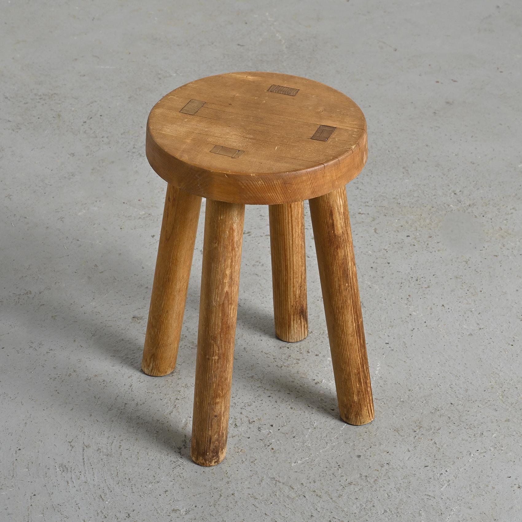 Stool by Charlotte Perriand for les Arcs 1600, circa 1965 In Good Condition For Sale In VILLEURBANNE, FR