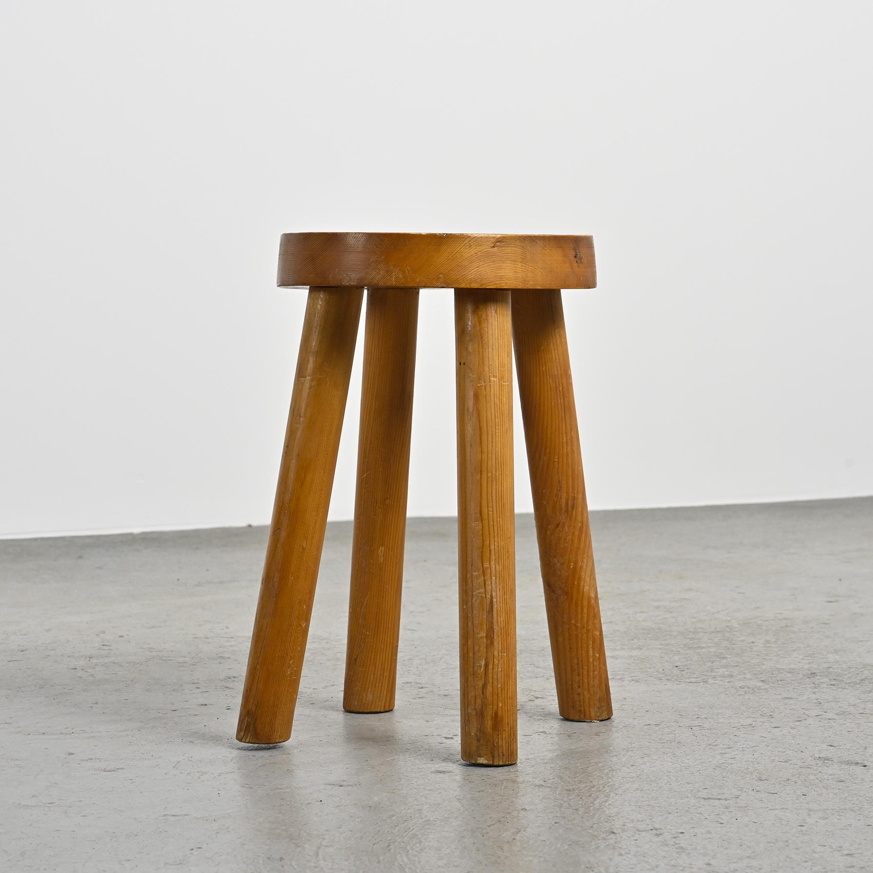 Stool by Charlotte Perriand for les Arcs 1600, circa 1965 In Good Condition For Sale In VILLEURBANNE, FR