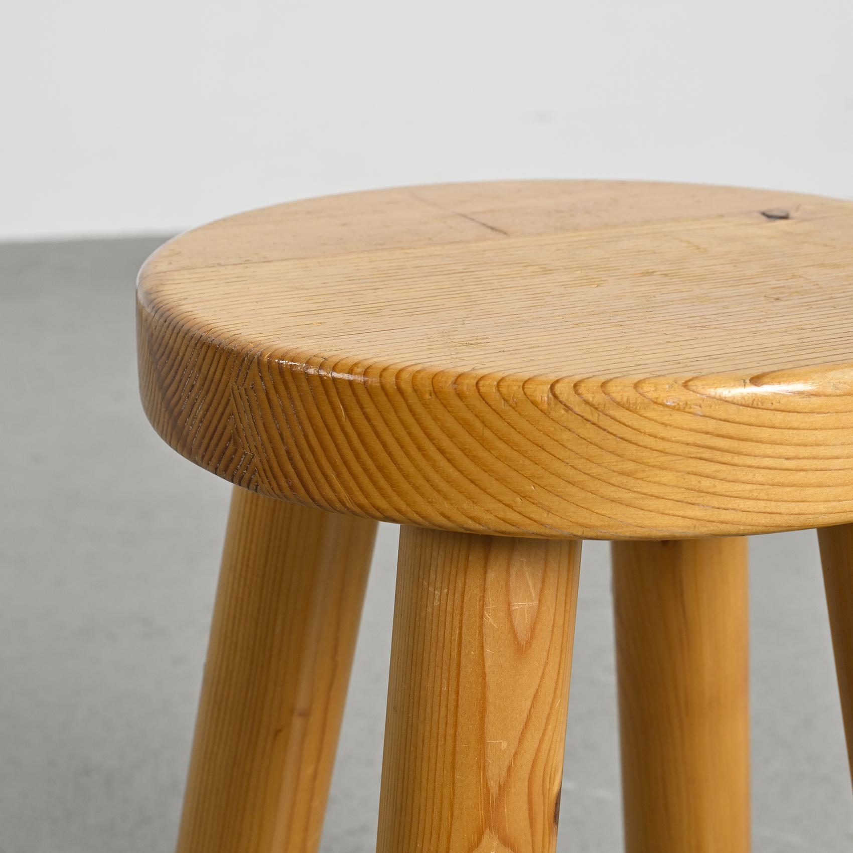 Pine Stool by Charlotte Perriand for les Arcs 1600, circa 1965 For Sale