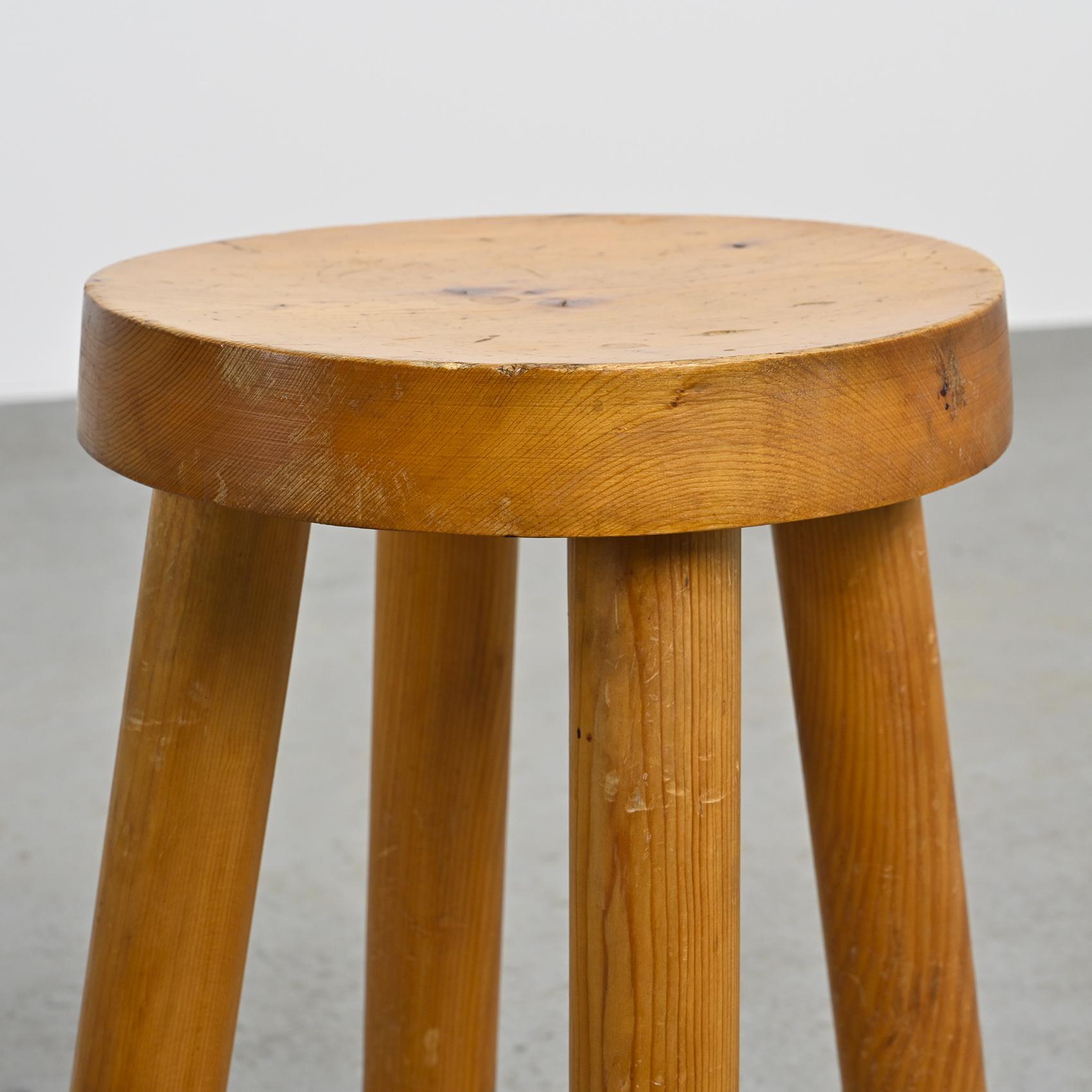 Pine Stool by Charlotte Perriand for les Arcs 1600, circa 1965 For Sale