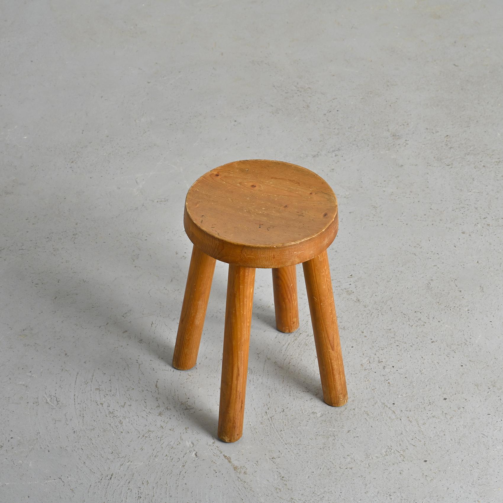 Pine Stool by Charlotte Perriand for les Arcs 1600, circa 1965 For Sale
