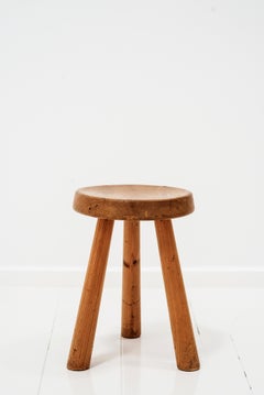 Stool by Charlotte Perriand, Les Arcs, Larch Wood, circa 1960, France