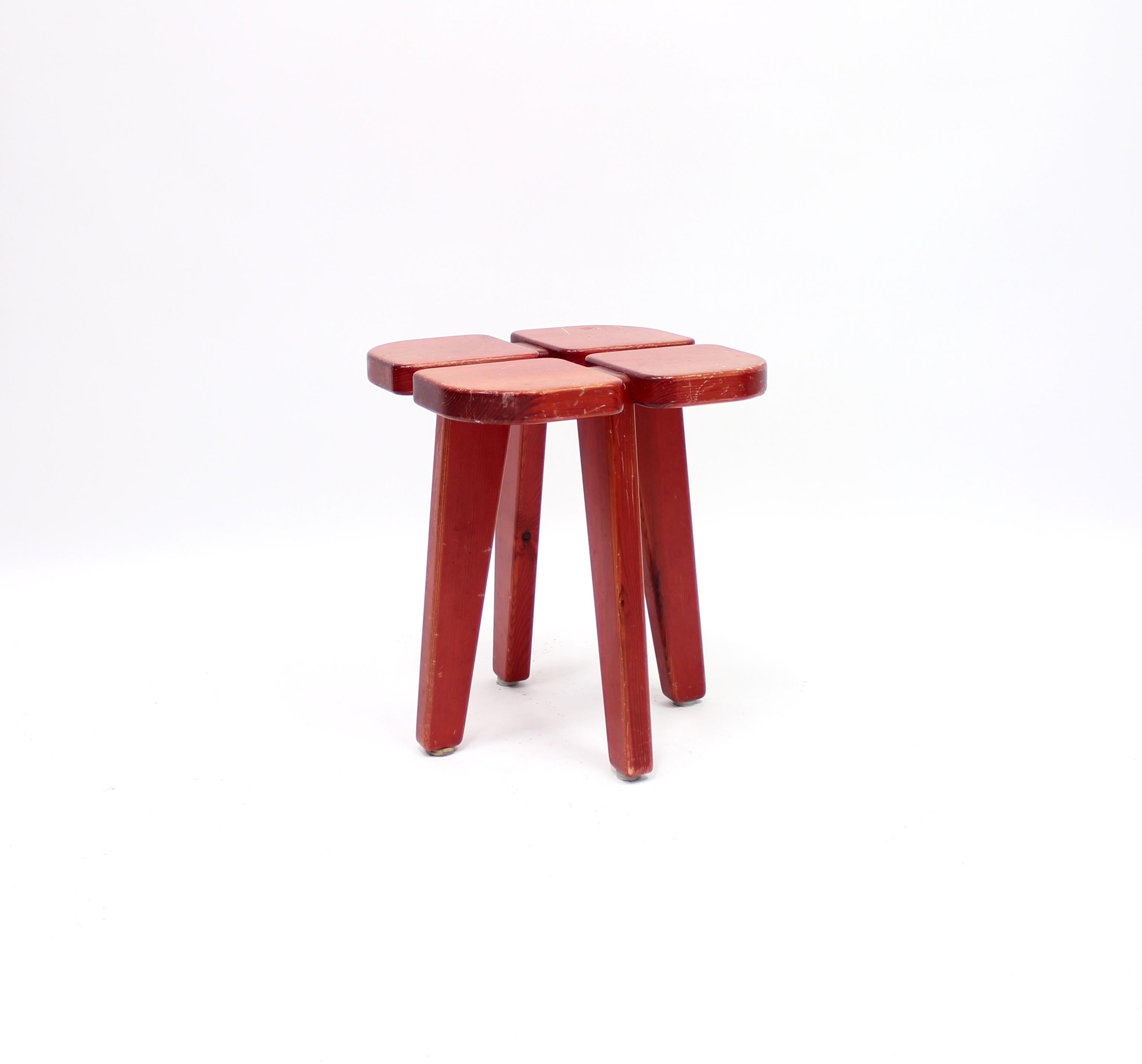 Stool designed by Finish designer Lisa Johansson-Pape for Stockmann Orno in the 1950s. Pape is world famous for her lightning design for Orno so this is among the few furniture she ever designed. Untouched original condition with a few scratches and