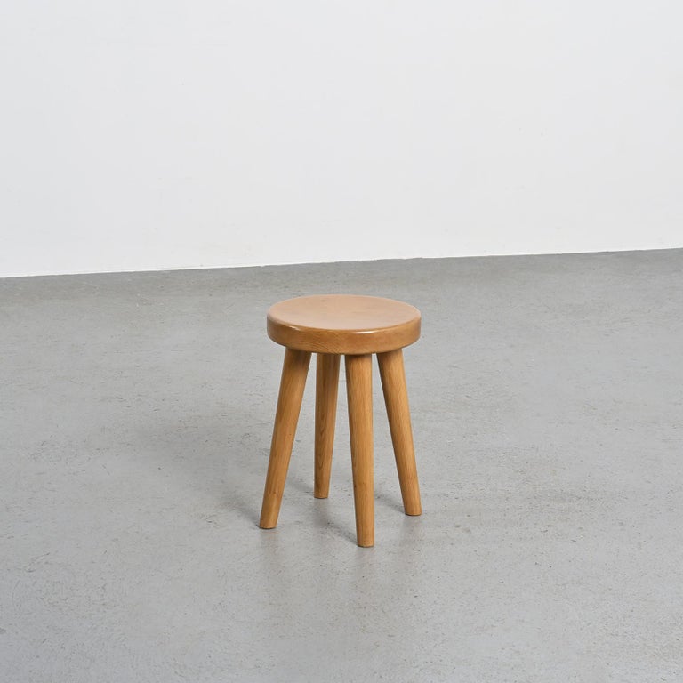 Pine Stool by René Martin, Mid-Century Modern, Méribel, Circa 1965 
