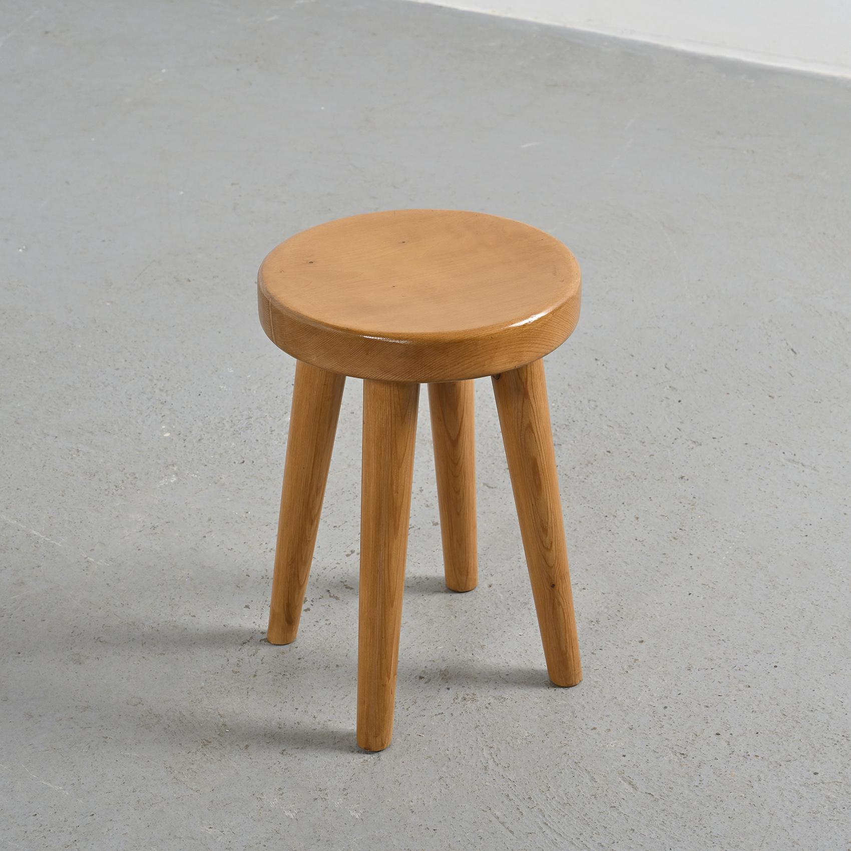 Pine stool crafted by René Martin, known as 