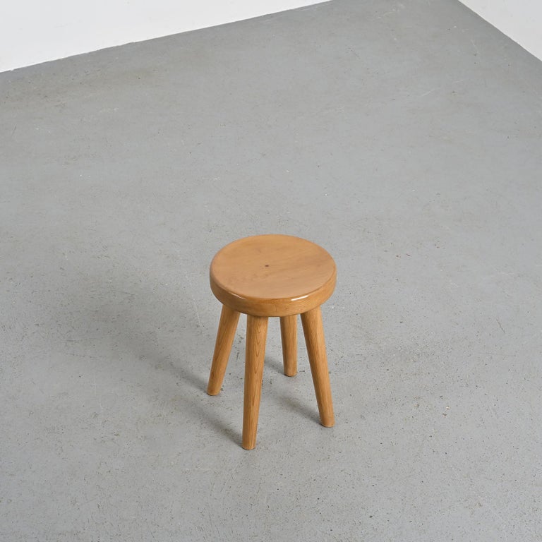 Pine Stool by René Martin, Mid-Century Modern, Méribel, Circa 1965 