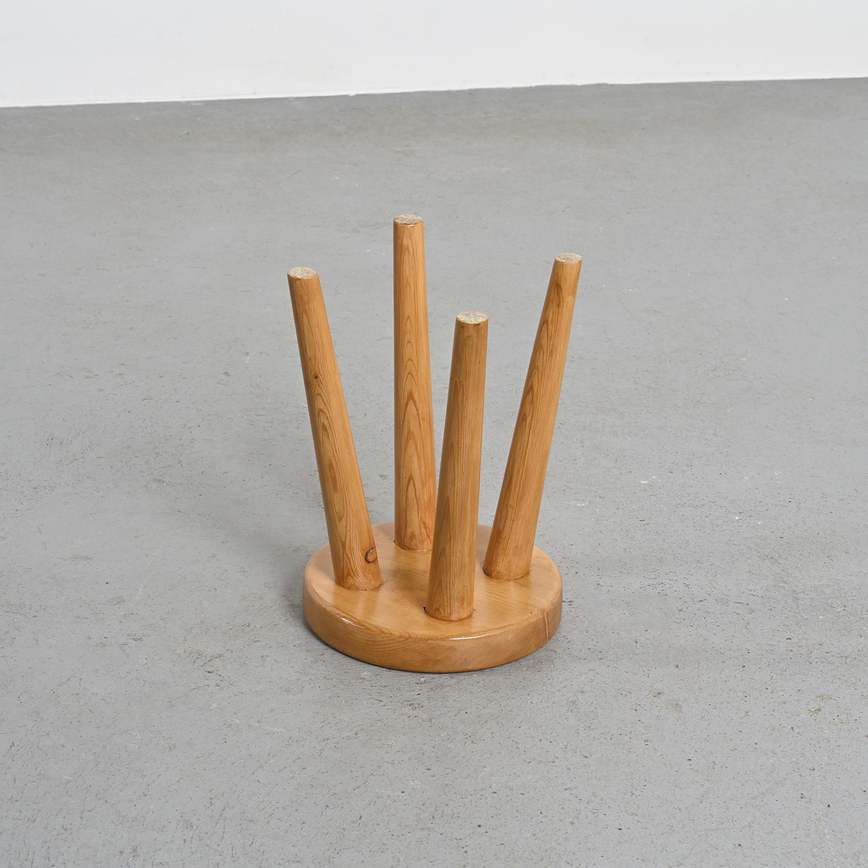 Pine Stool by René Martin, Méribel circa 1965 For Sale