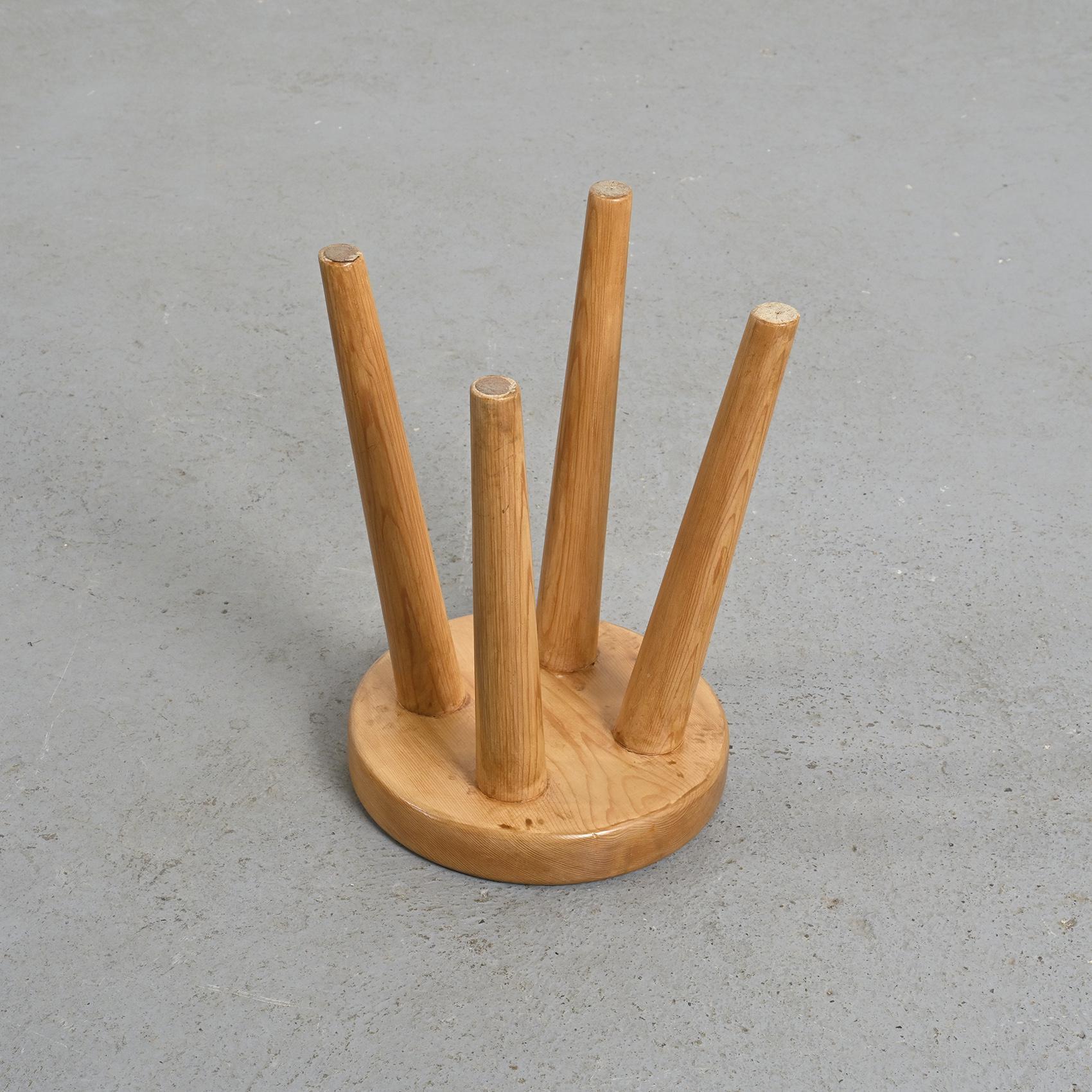 Pine Stool by René Martin, Méribel circa 1965 For Sale