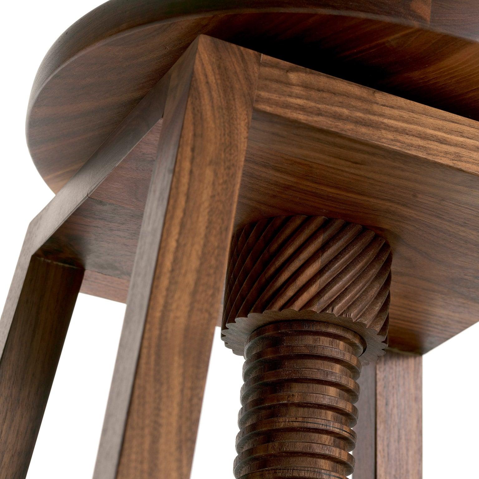 Modern Invito Solid Wood Stool, Walnut in Hand-Made Natural Finish, Contemporary For Sale