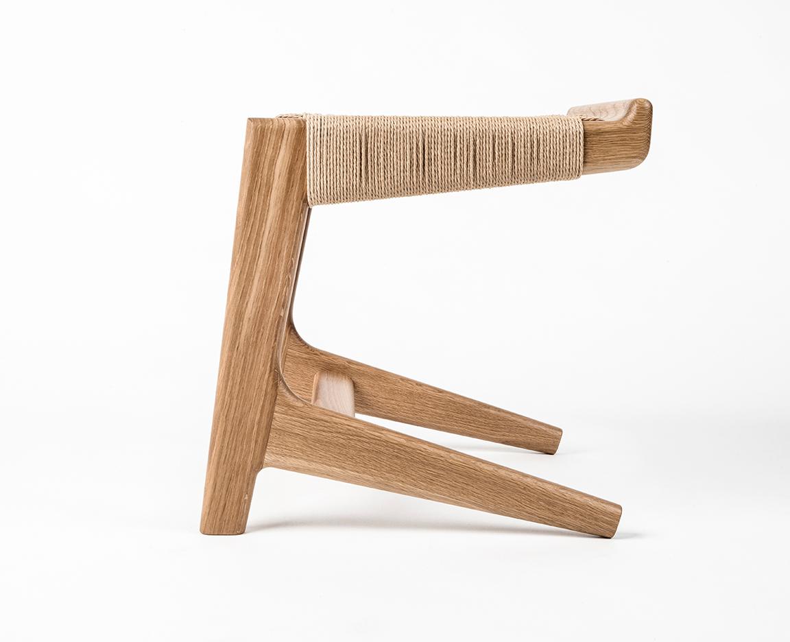 Tabouret, porte-à-faux, cordon danois, style mi-siècle moderne, bois dur, tissé, bois dur en vente 1