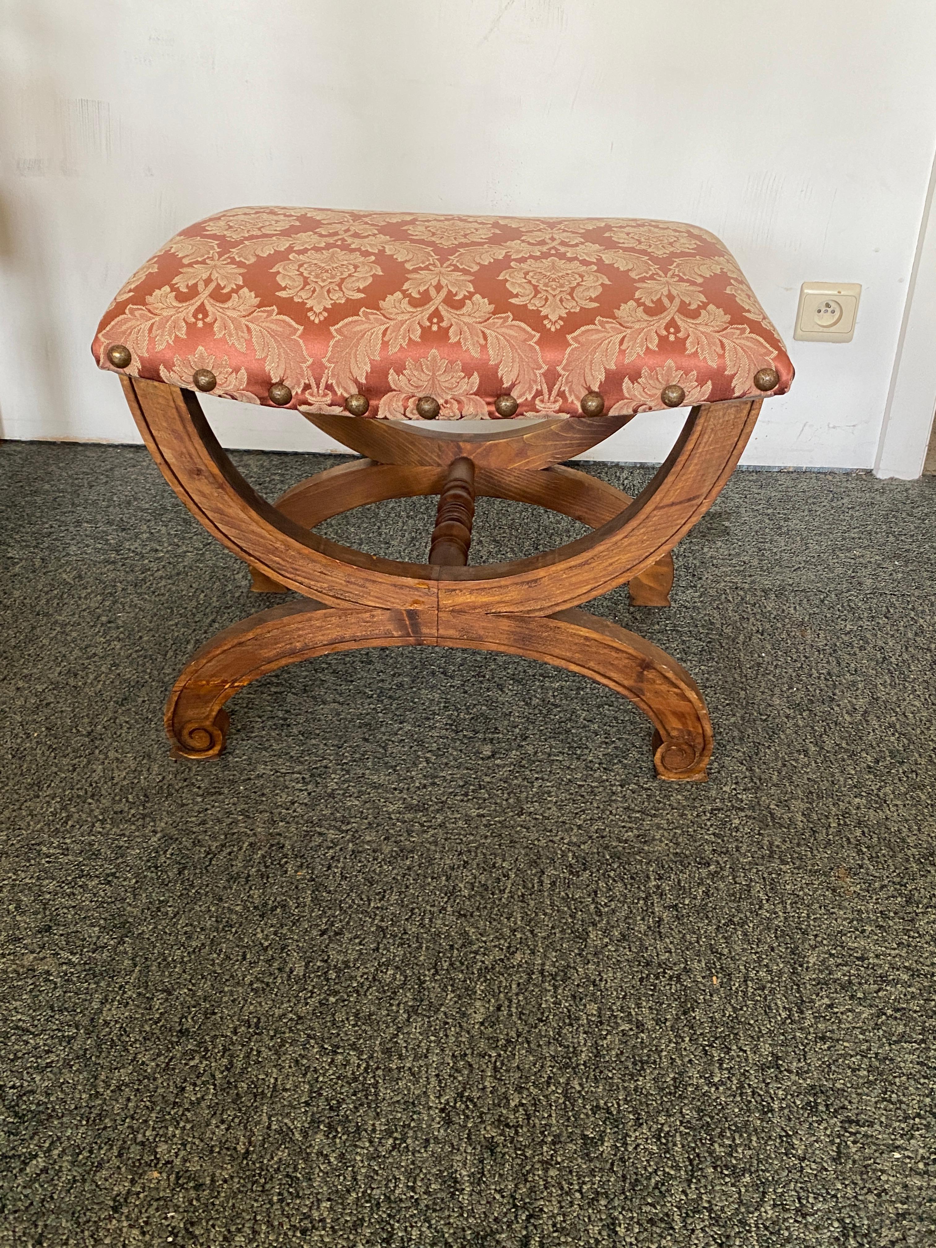 Mid-Century Modern Stool circa 1950 in carved beech For Sale