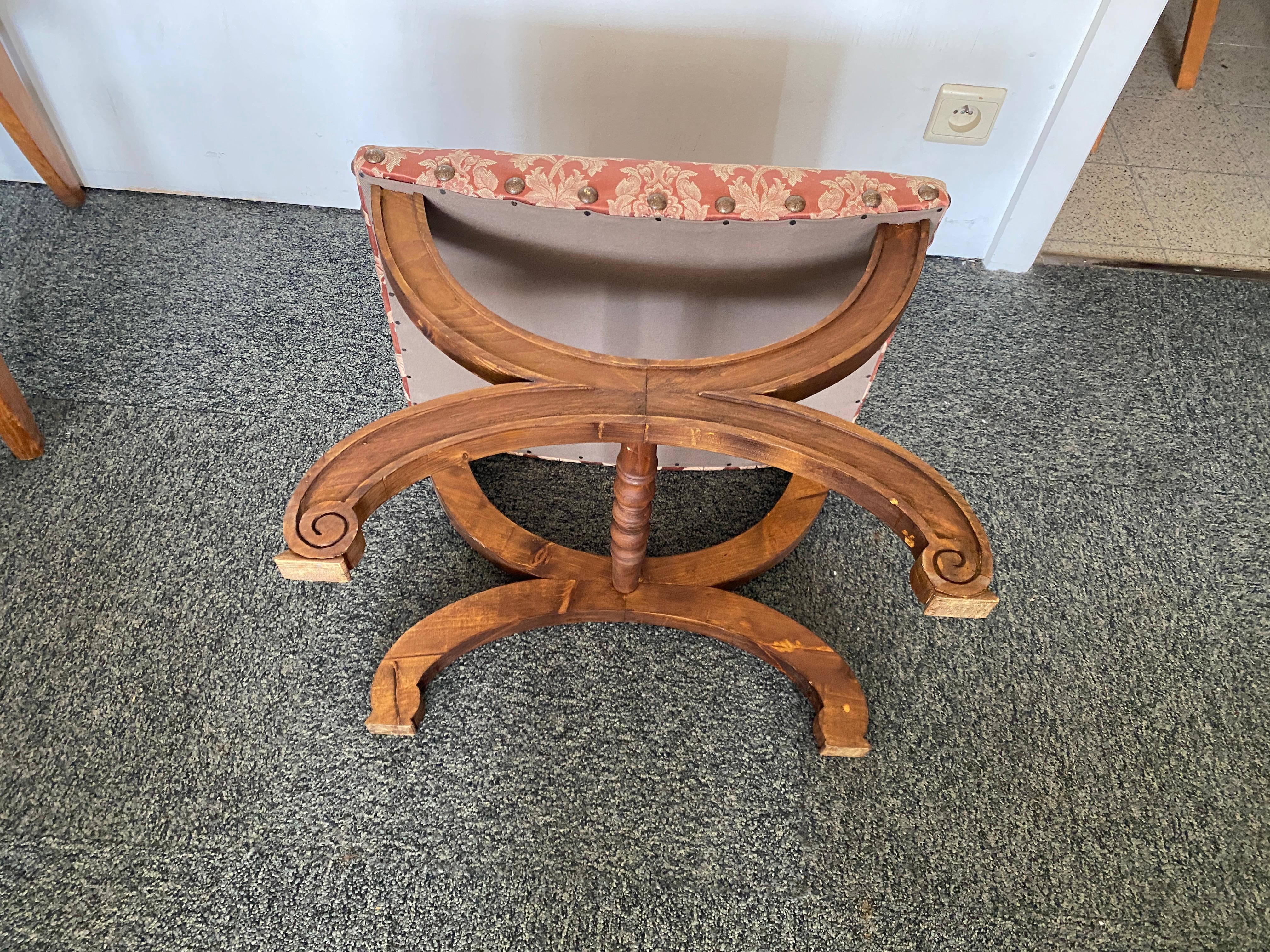 Beech Stool circa 1950 in carved beech For Sale