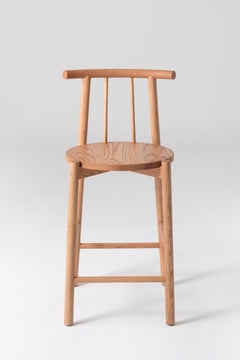 Taburete contemporáneo de madera maciza de roble hecho a mano