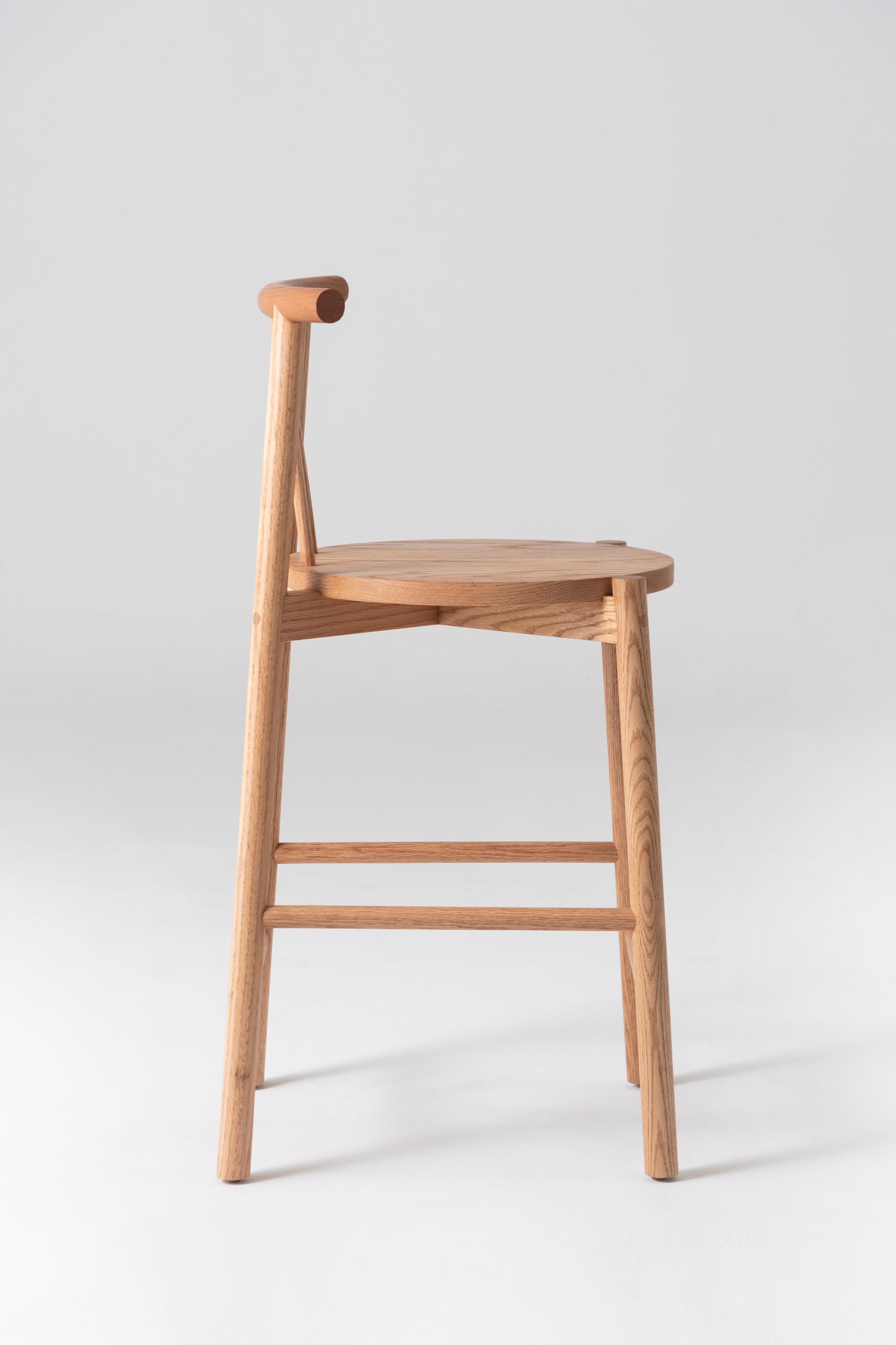 Minimalist Stool Crafted in Solid Oak Wood For Sale
