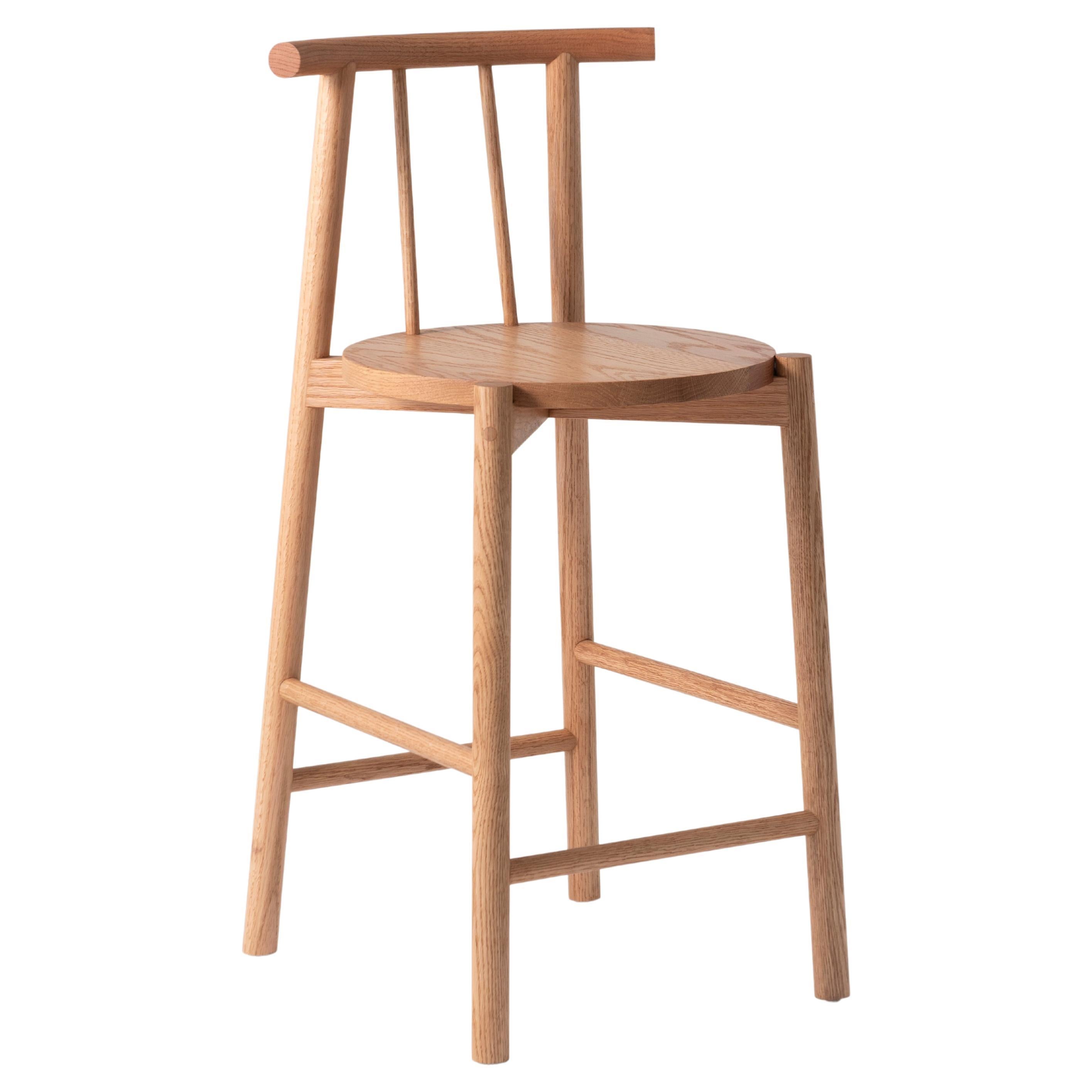 Stool Crafted in Solid Oak Wood For Sale