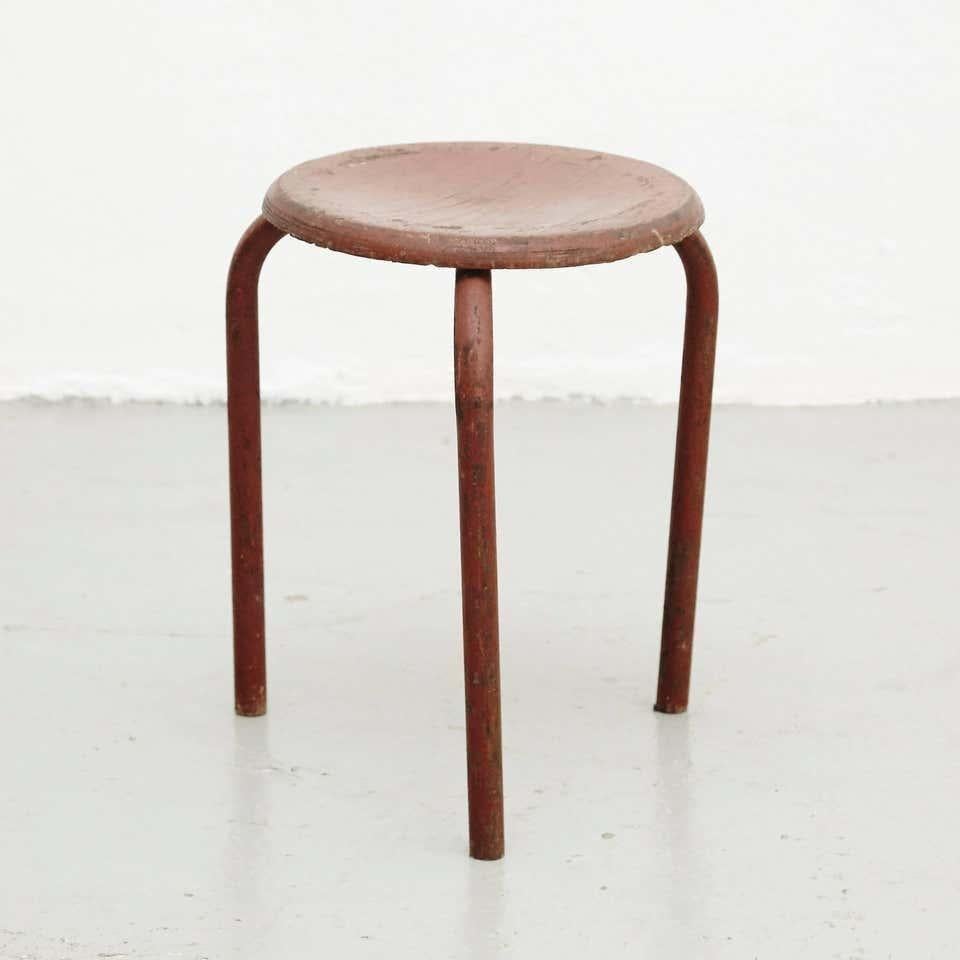 French Stool Design Attributed to Jean Prouvé – Circa 1950, France For Sale