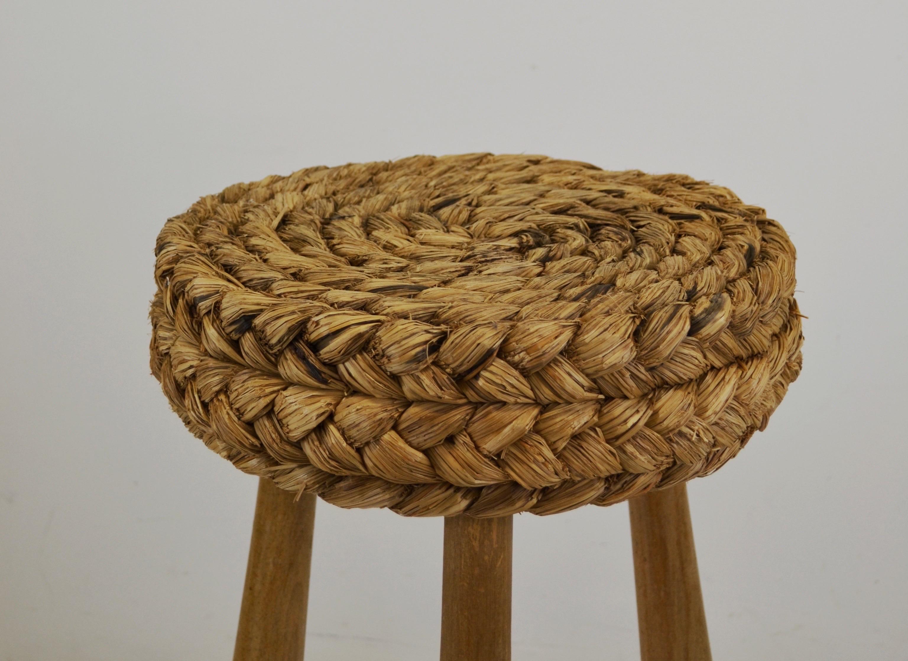 French Stool designed by Adrien Audoux and Frida Minet - France -1950 For Sale