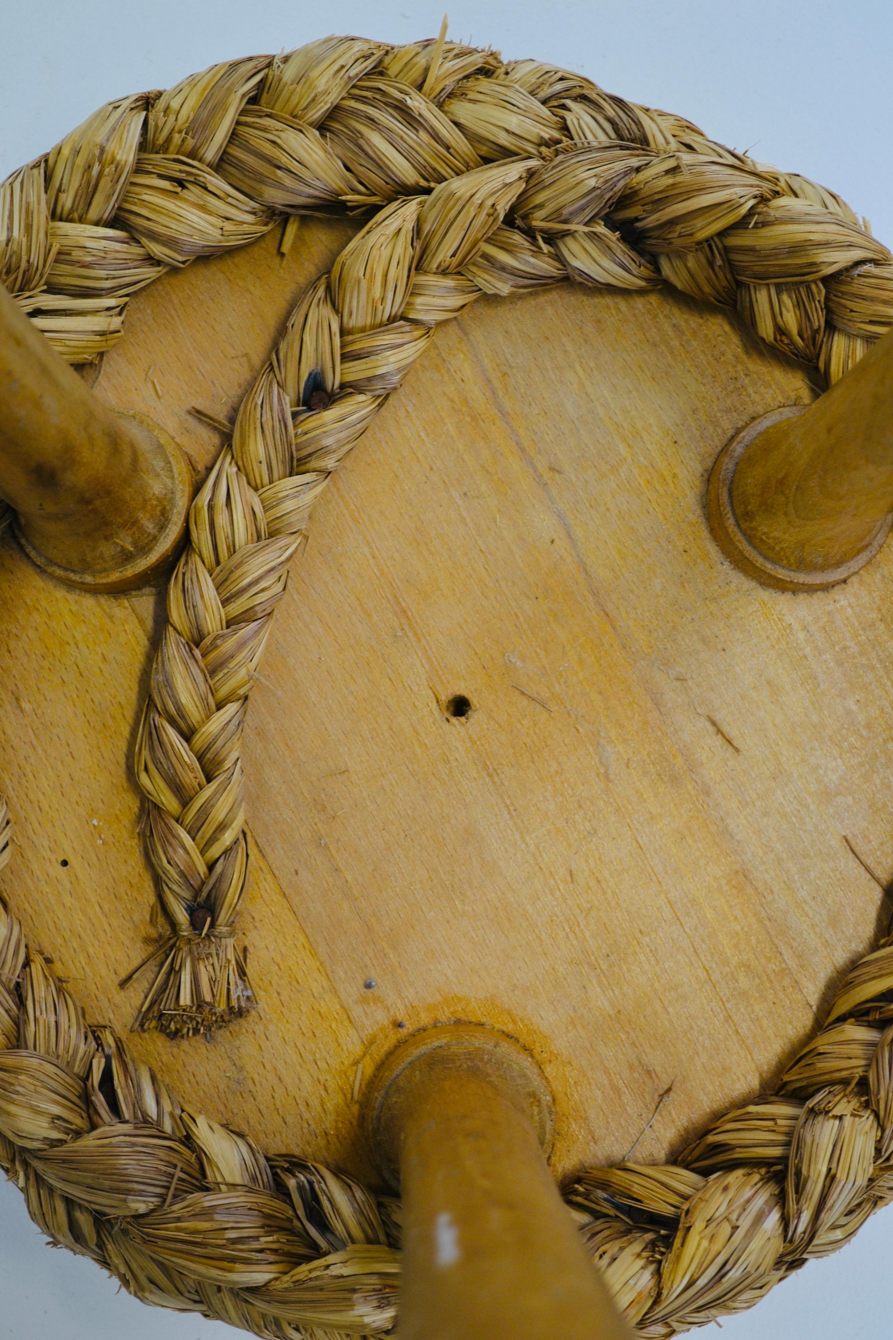 Mid-20th Century Stool designed by Adrien Audoux and Frida Minet - France -1950 For Sale