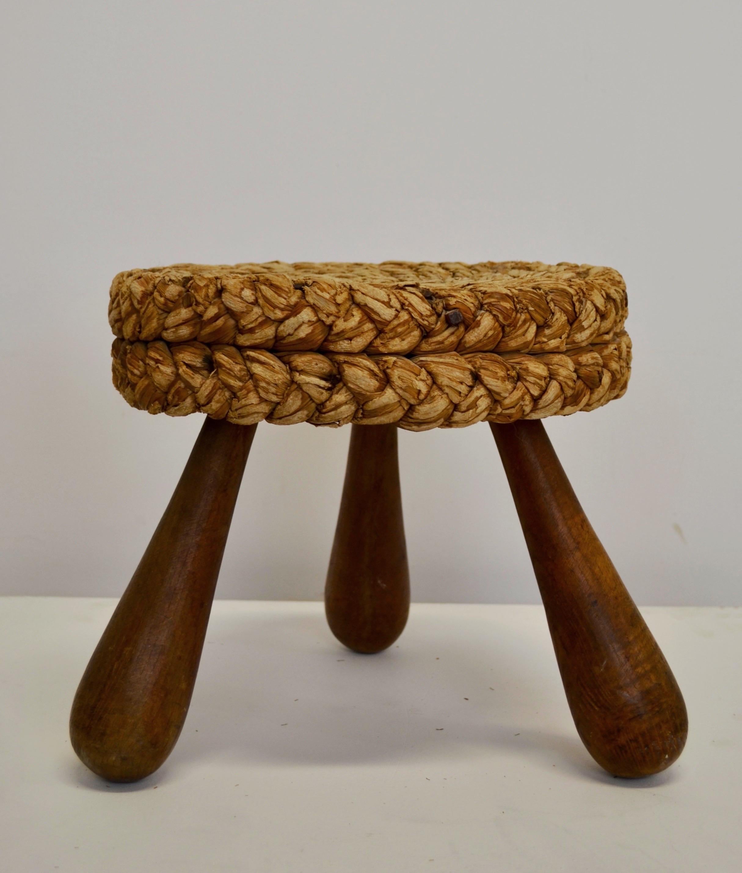 Mid-20th Century Stool designed by Adrien Audoux and Frida Minet - France -1950