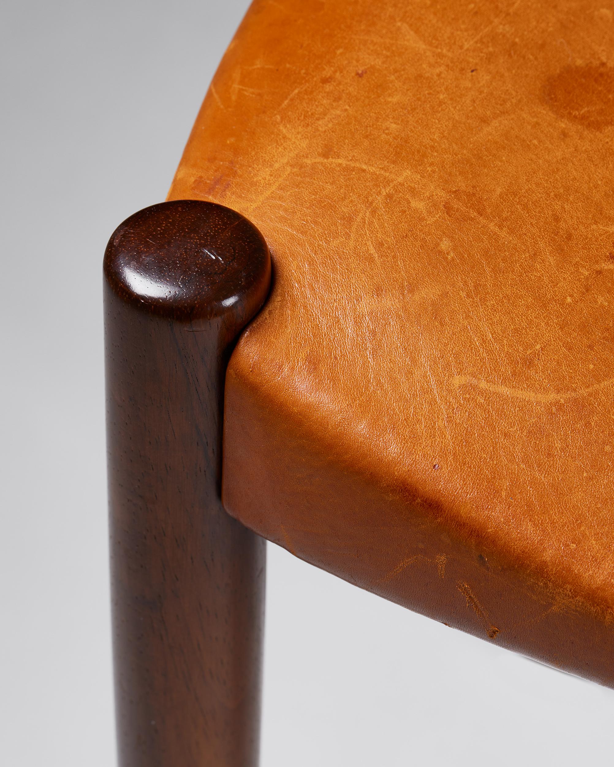 Leather Stool designed by Ejner Larsen and Aksel Bender Madsen for Willy Beck For Sale