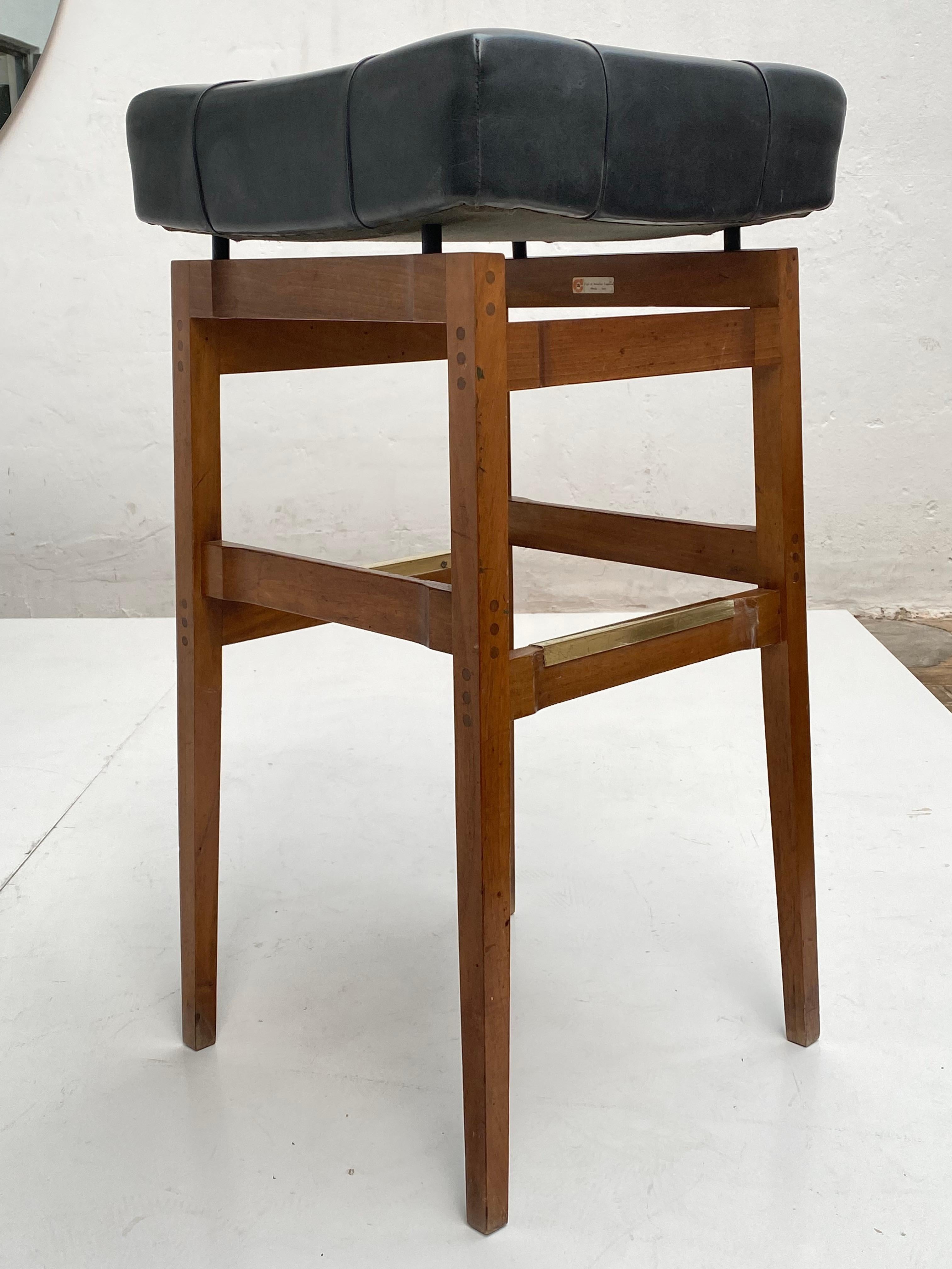 Brass Stool Designed by G. Frattini Cassina from Hotel Parco Dei Principi, Published For Sale