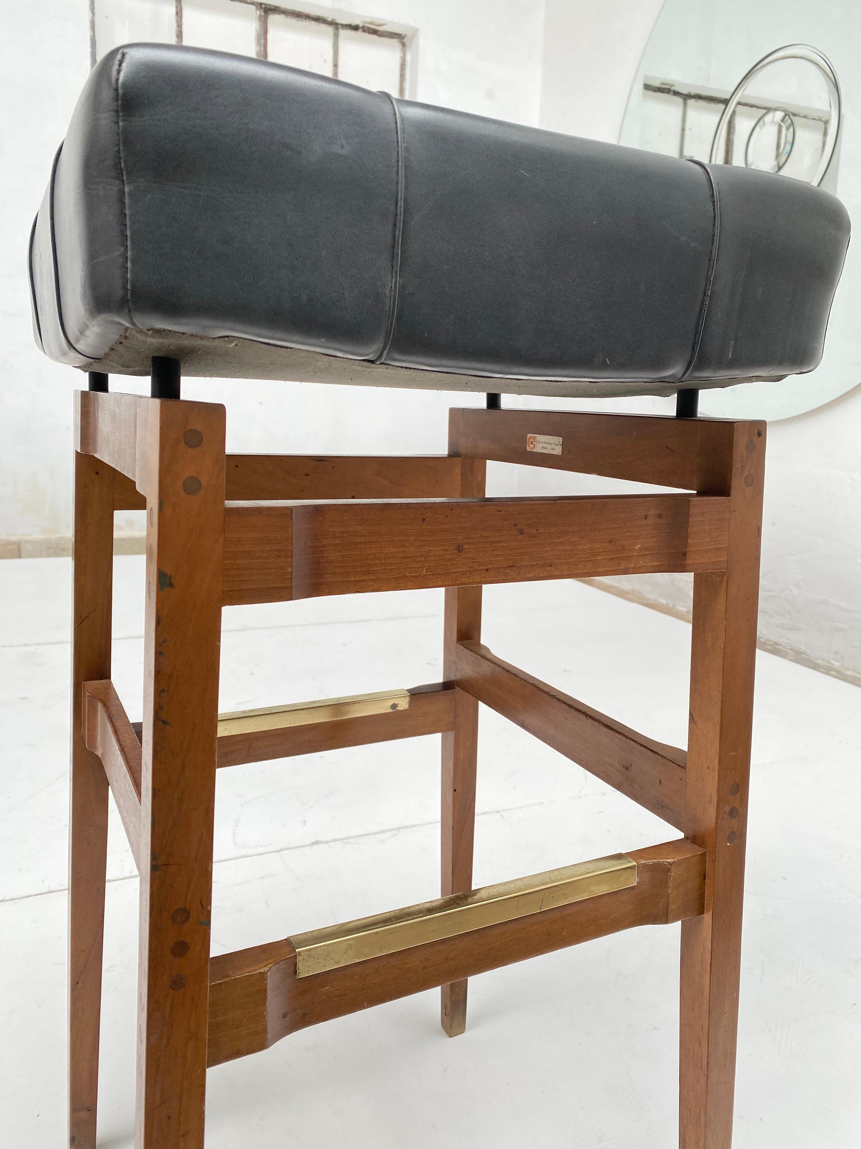 Hand-Crafted Stool Designed by G. Frattini Cassina from Hotel Parco Dei Principi, Published For Sale