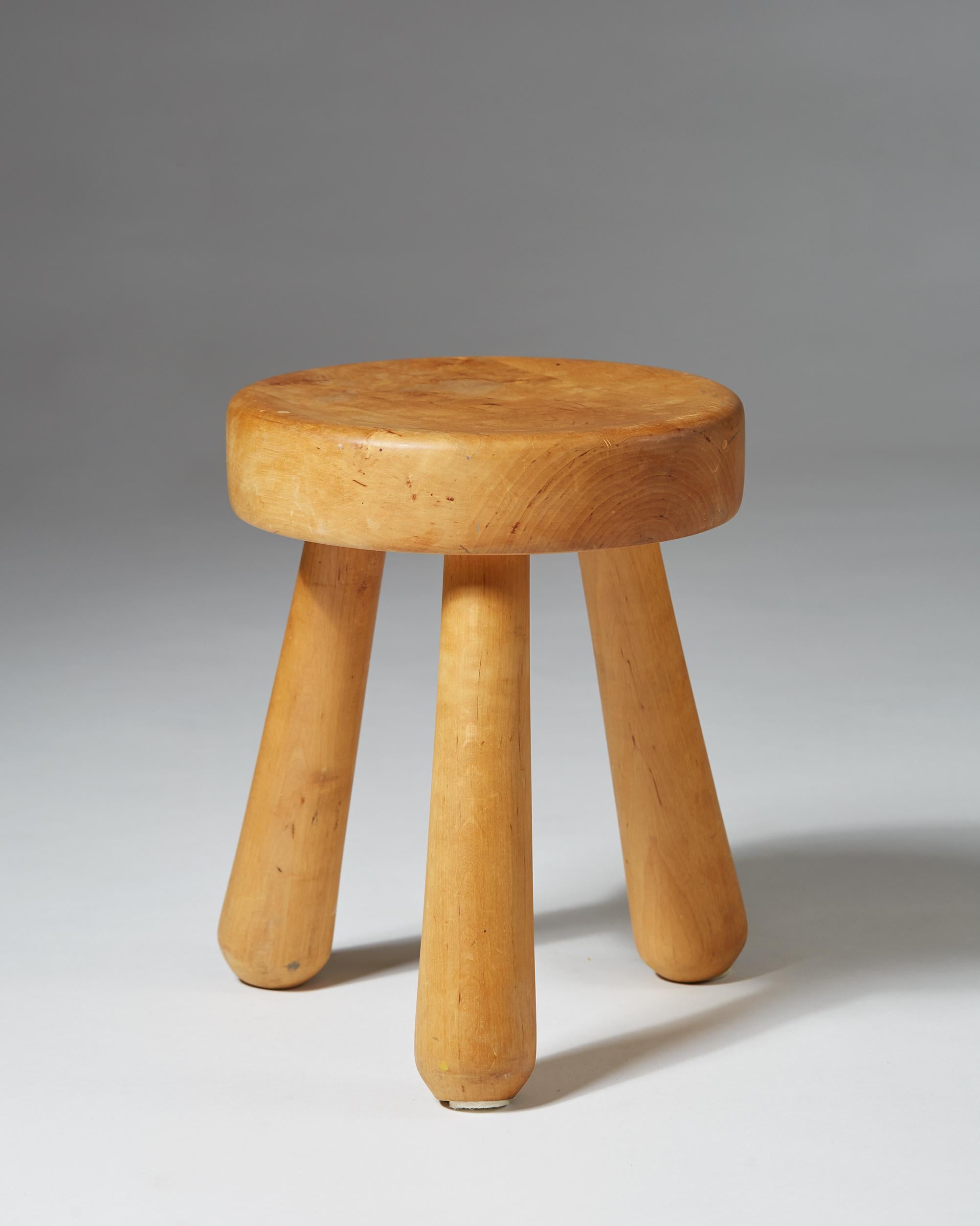 Birch stool designed by Ingvar Hildingsson, Sweden, 1950s.
  