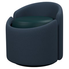 Stool Doppia Easy Clean Night Blue and Peacock leather handcrafted by Murmurio