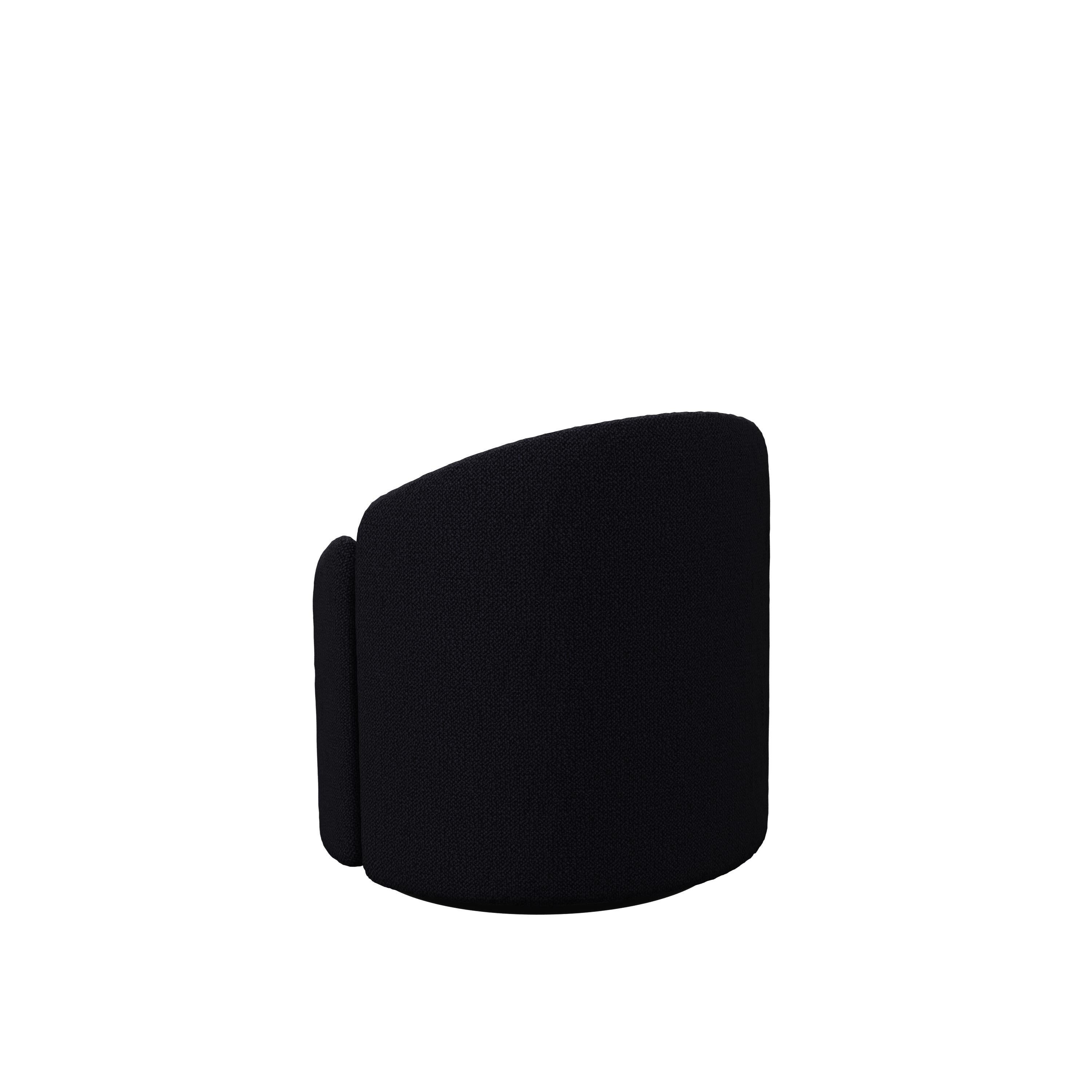 Moderne Stool Doppia in Bouclet Night Blue and Noir leather handcrafted by Murmurio en vente