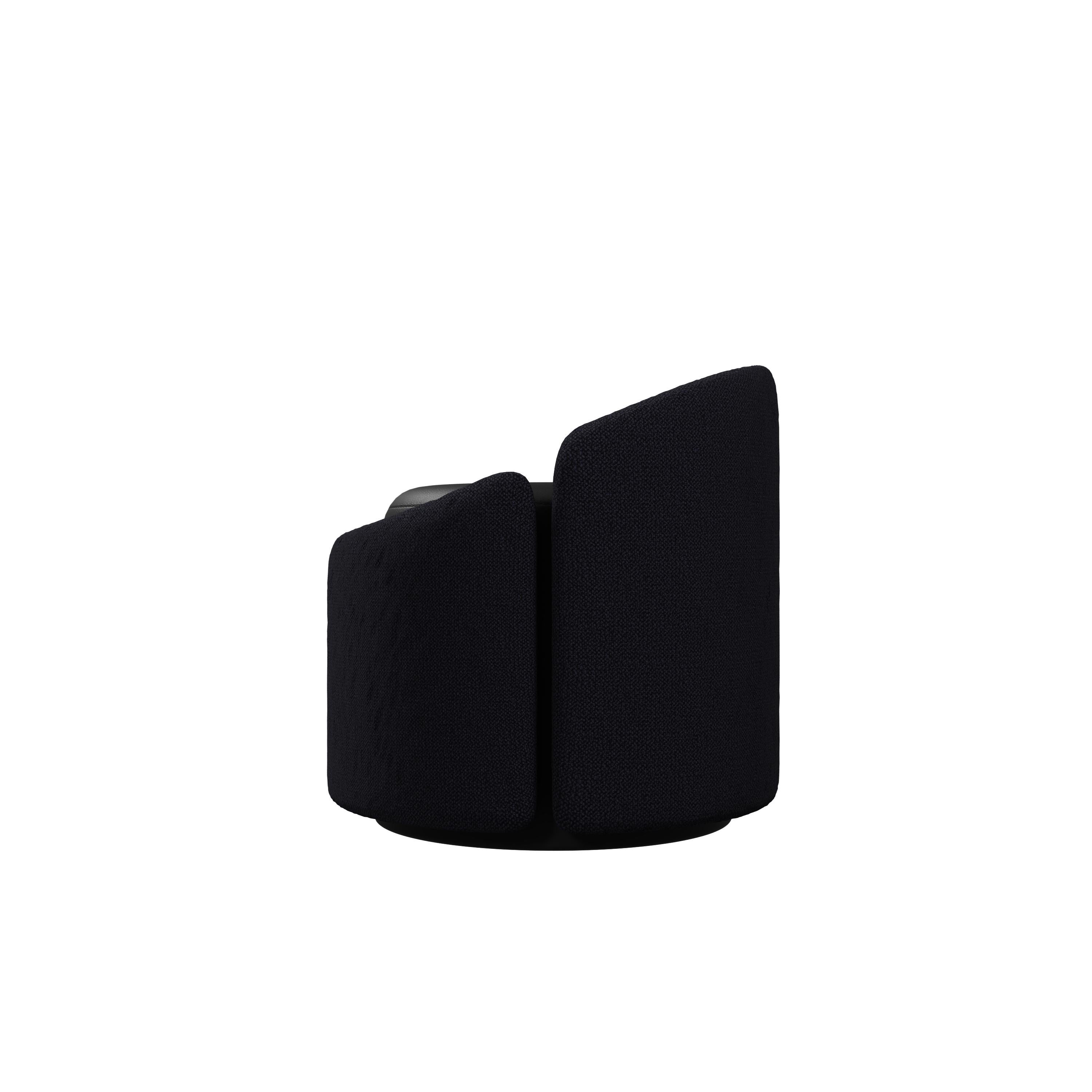 XXIe siècle et contemporain Stool Doppia in Bouclet Night Blue and Noir leather handcrafted by Murmurio en vente