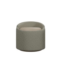 Stool Doppia in Bouclet Toupe fabric and Nude leather handcrafted by Murmurio