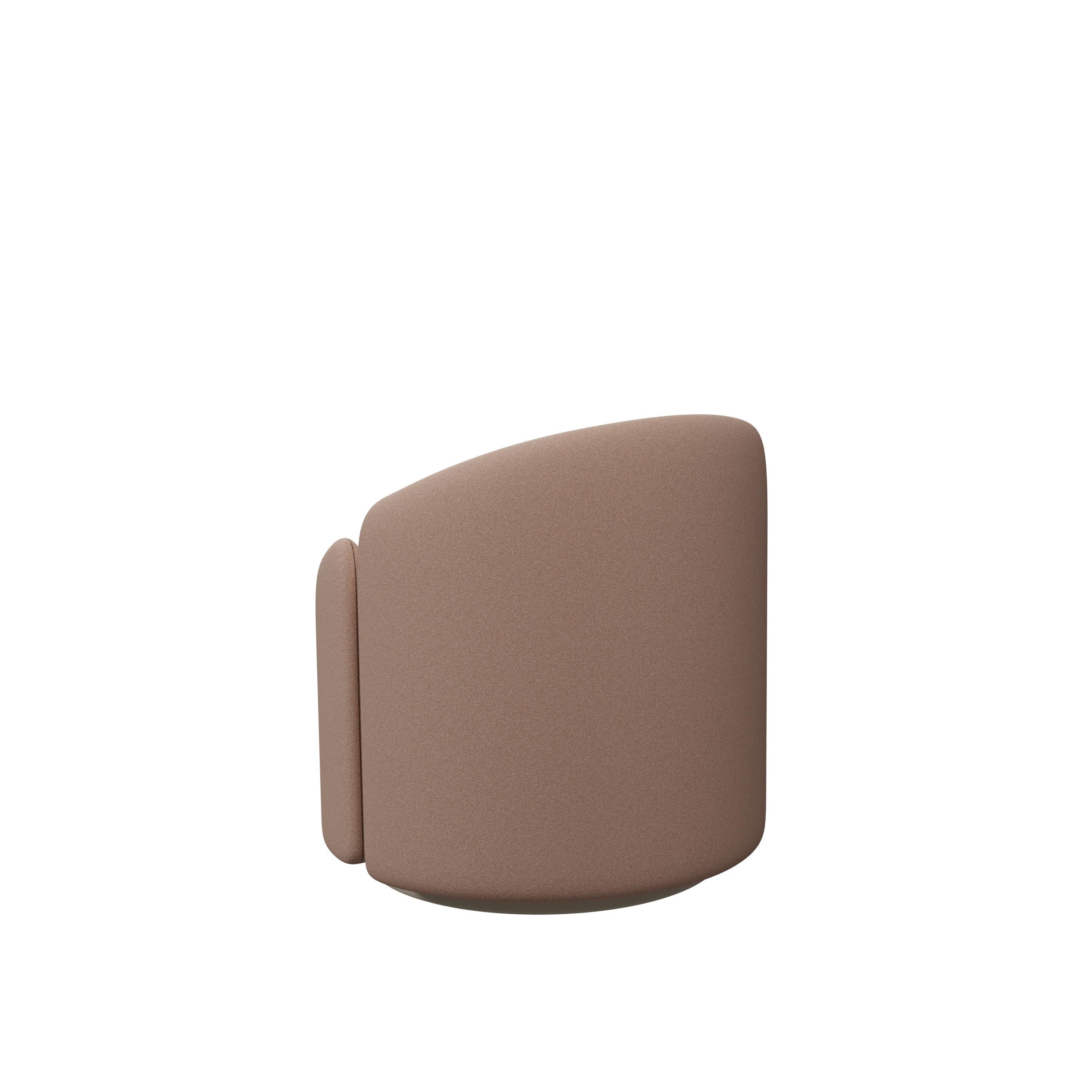 Modern Stool Doppia in Coral fabric and Cream leather handcrafted by Murmurio For Sale