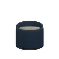 Sgabello Doppia in tessuto Denim e pelle Nude realizzato a mano da Fabrice