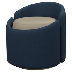 Stool Doppia in Denim fabric and Nude leather handcrafted by Murmurio