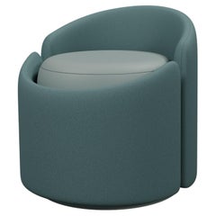 Stool Doppia in Easy Clean Denim and Oxide leather handcrafted by Murmurio