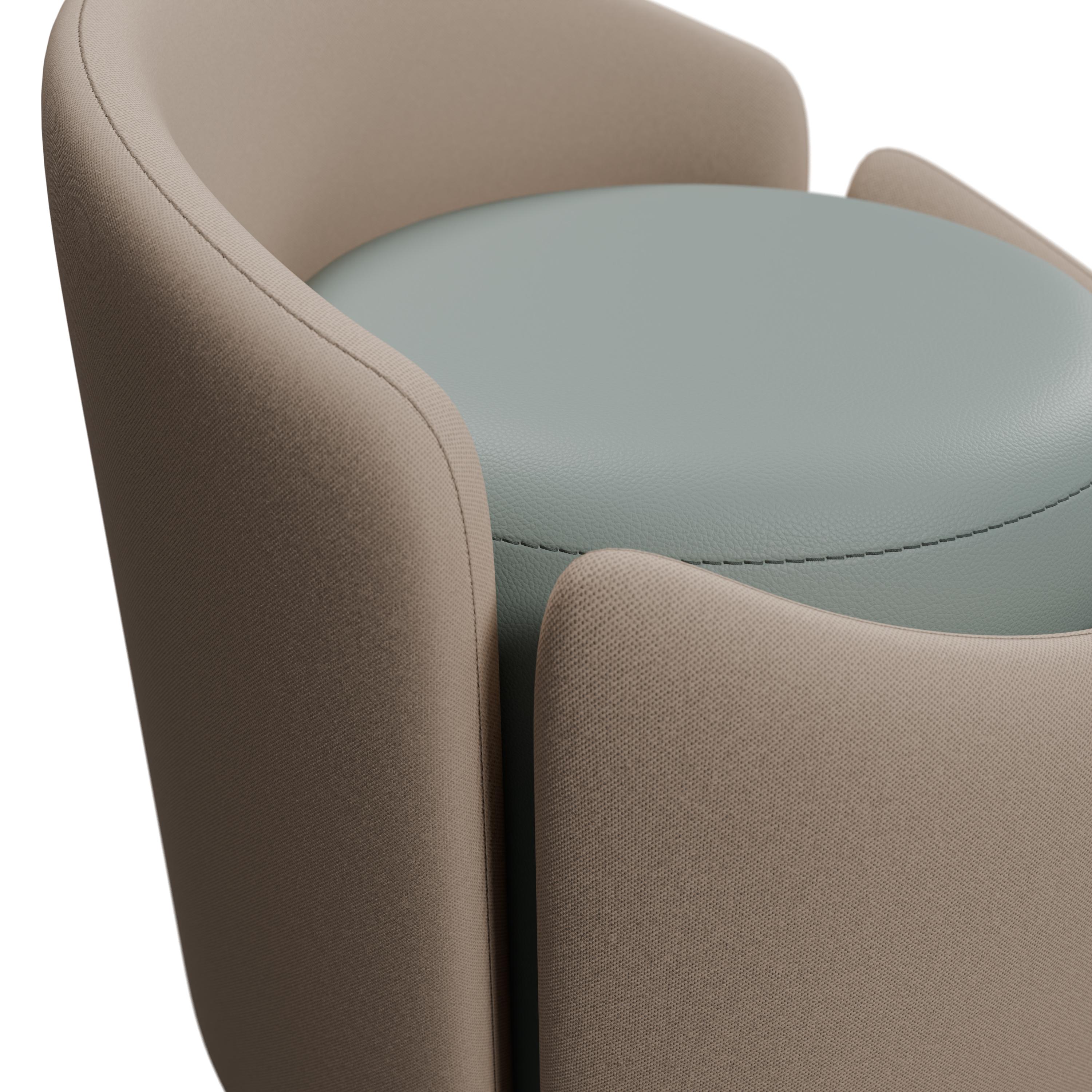 Stool Doppia in Easy Clean Ivory and Oxide leather handcrafted by Murmurio (Portugiesisch) im Angebot