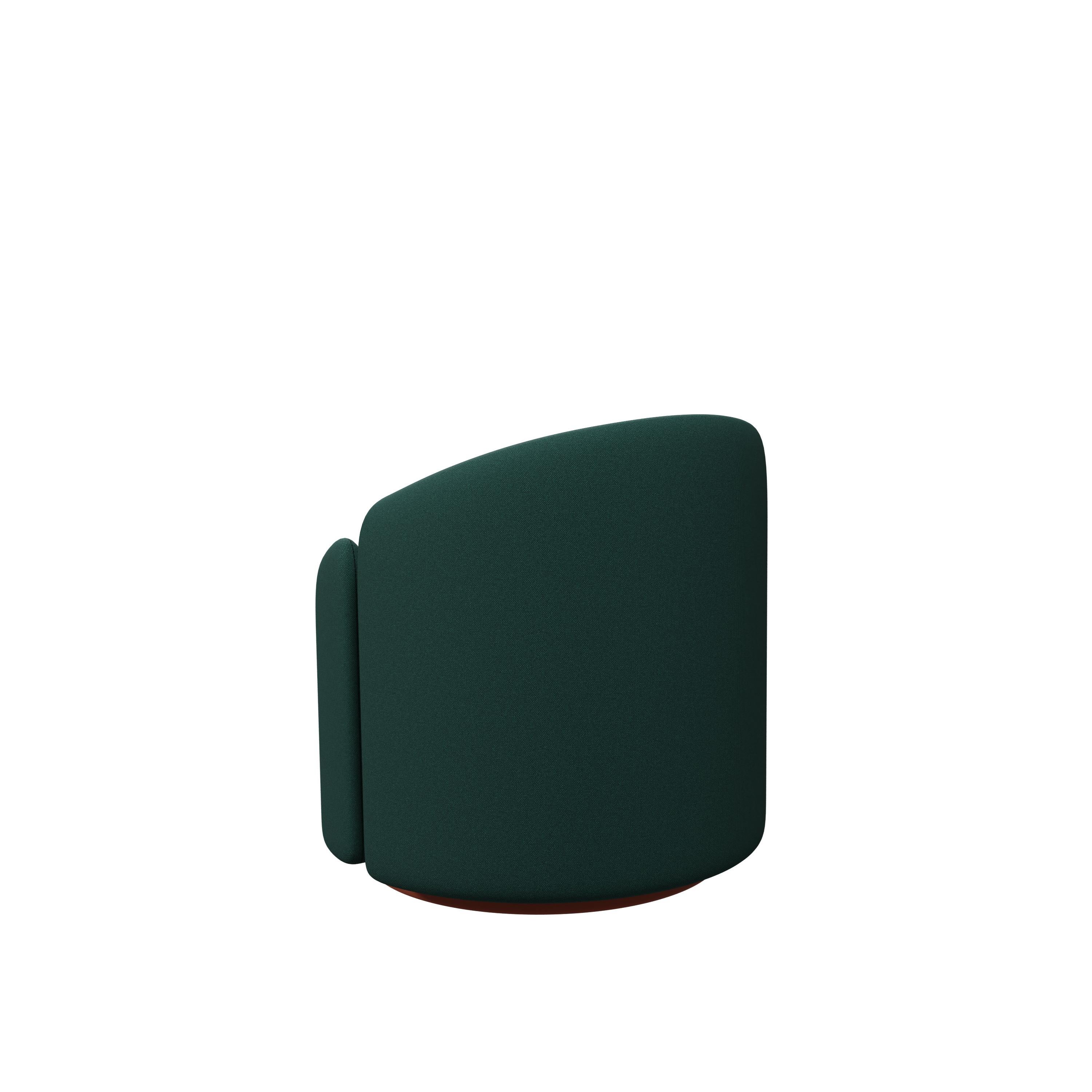 Portugais Tabouret Doppia en tissu vert mer et cuir végétal corail fabriqué à la main par Murmurio en vente
