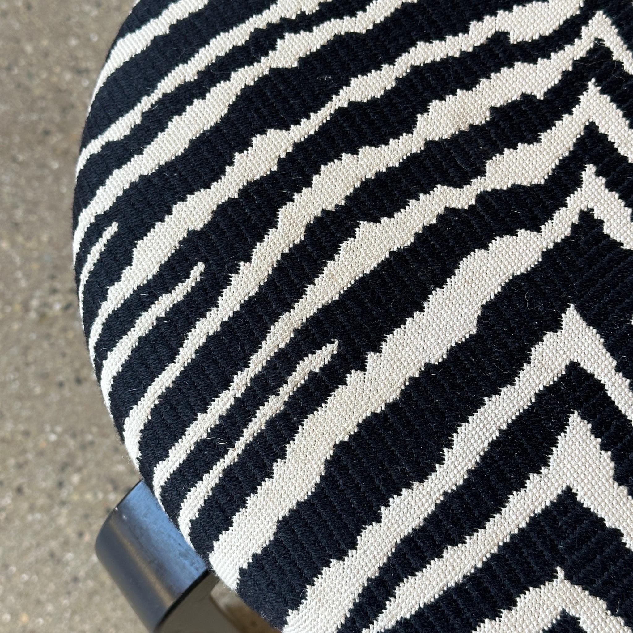 Finnish Stool E60 in Artek Zebra Fabric by Alvar Aalto for Artek