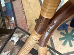 Stool /end table rattan and bamboo