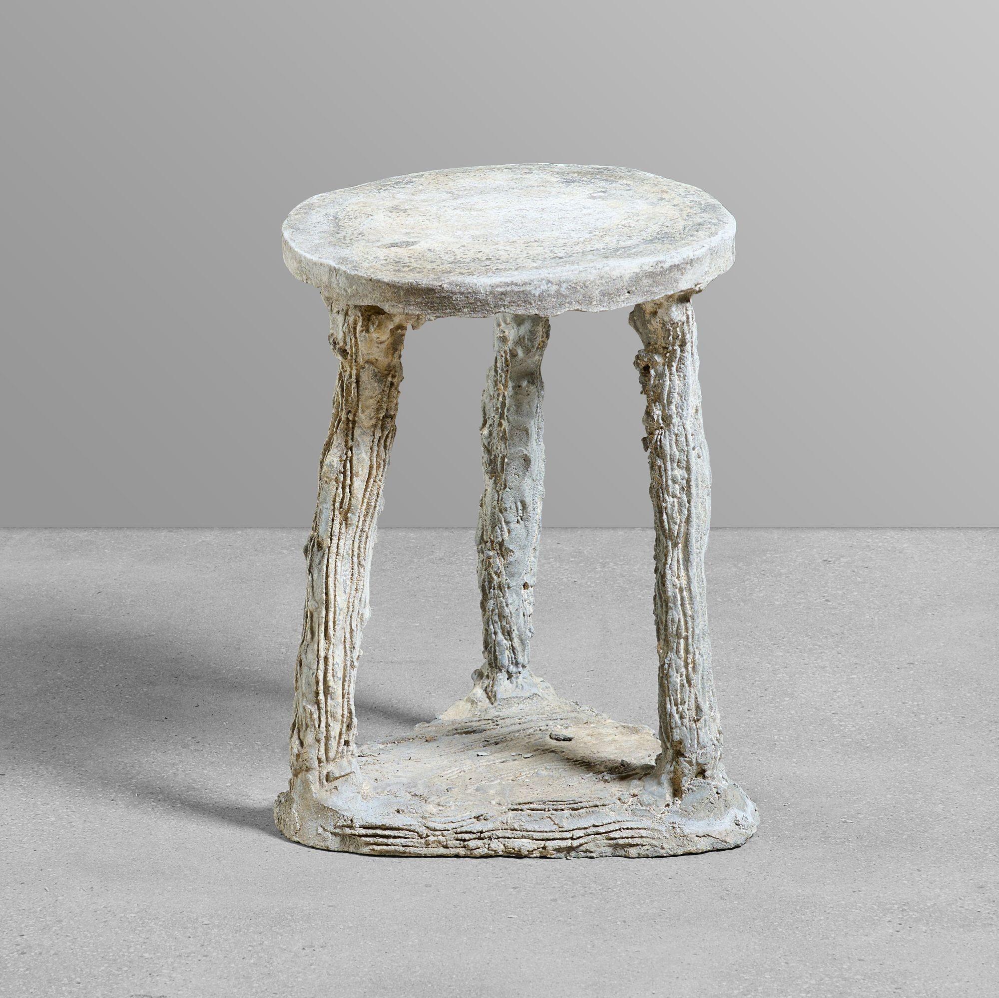 Faux bois three legged stool.