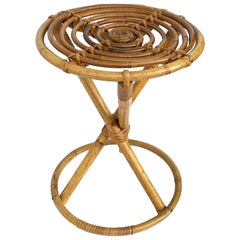 Stool Franco Albini for Vittorio Bonacina, Bamboo and Wicker, Italy, 1960s
