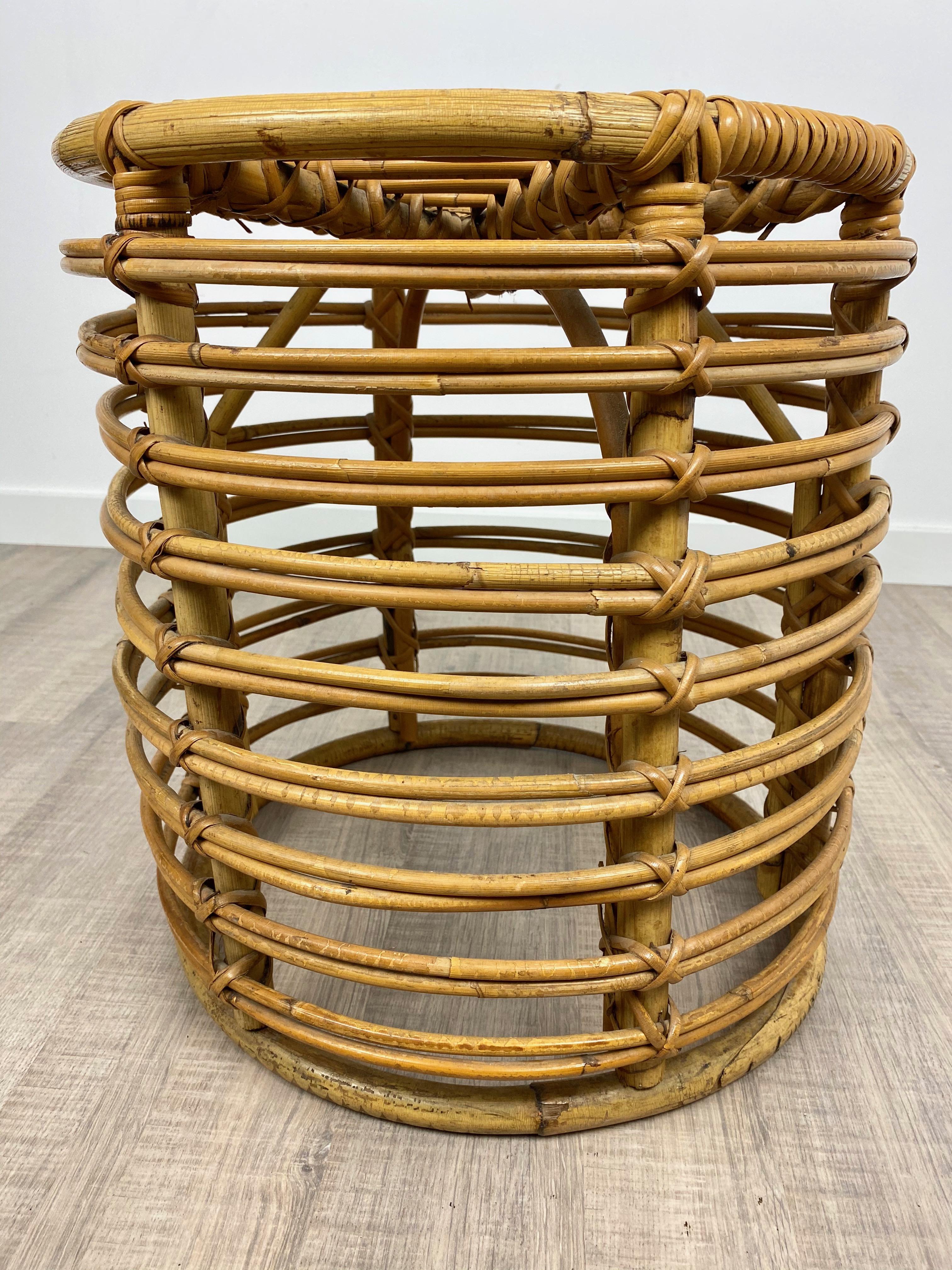 Stool Bamboo and Wicker, Pouf, Italy, 1960s 3