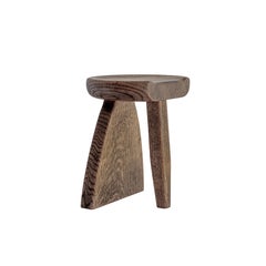 Stool. Handcarved Oak Sculpture. Contemporary Danish Artisanal