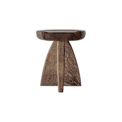 Stool. Handcarved Oak Sculpture. Contemporary Danish Artisanal