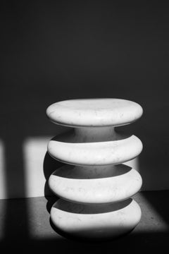 Vortex side table Carrara marble by Patrick Laroche