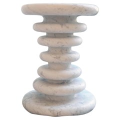 Stool III in Carrara marble by Patrick Laroche